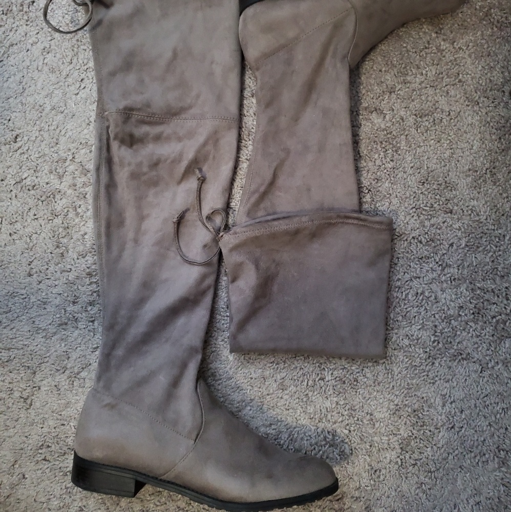 Over the knee high suede boots